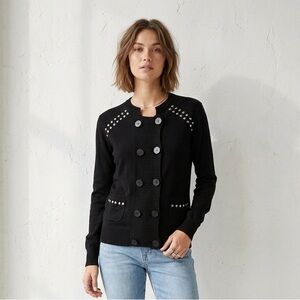 Gentlefawn double breasted button front cardigan silver stud embellishments